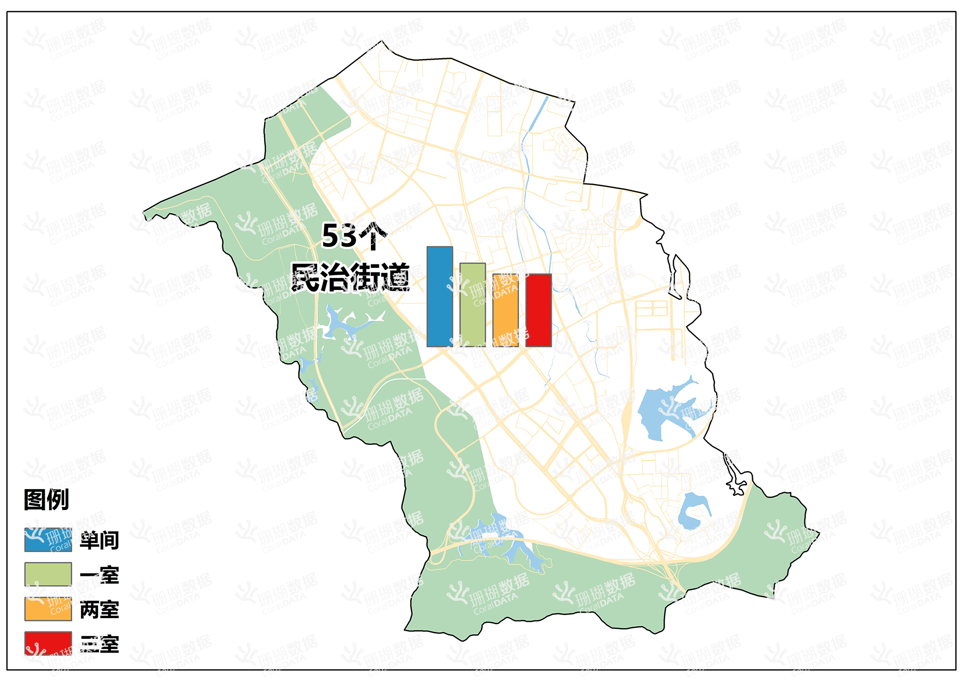 2021年第四季度龙华区民治街道城中村数量及各户型租金分布图